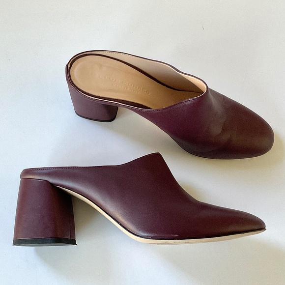 Club Monaco Mules Clogs Dark Mauve  Size EU 39.5 U.S. 9 - Picture 1 of 10